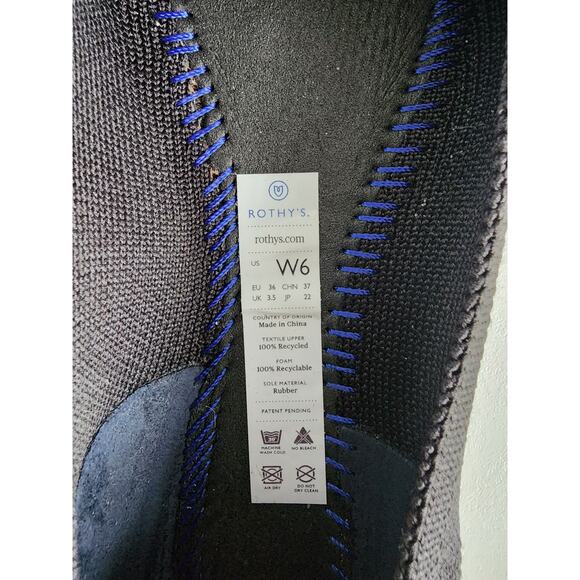 Rothy's Flat Round Signature Flats Shoes Black White Halo RETIRED Women’s Sz 6 - Picture 7 of 8